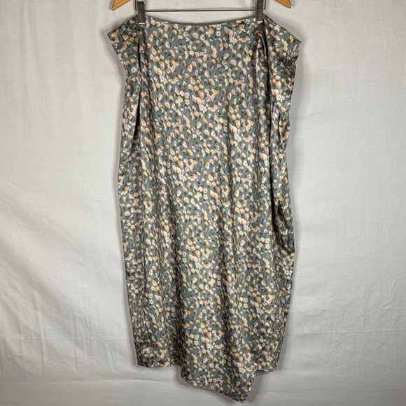 Vince Carnation Asymmetric Cascade Drape Midi Skirt in Blue Fog - Picture 5 of 11